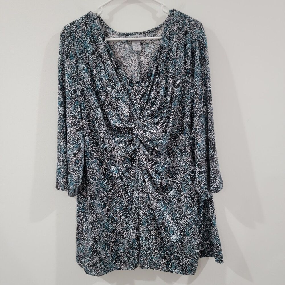 Catherines Womens Top Size 3X Twist Front Business Casual Office 3/4 Sleeve